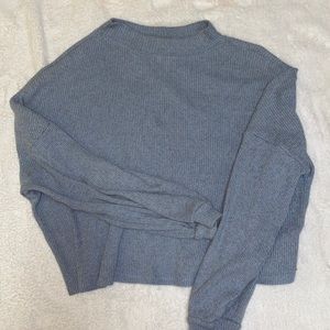 Flowy Dusty Blue Cropped Sweater - L